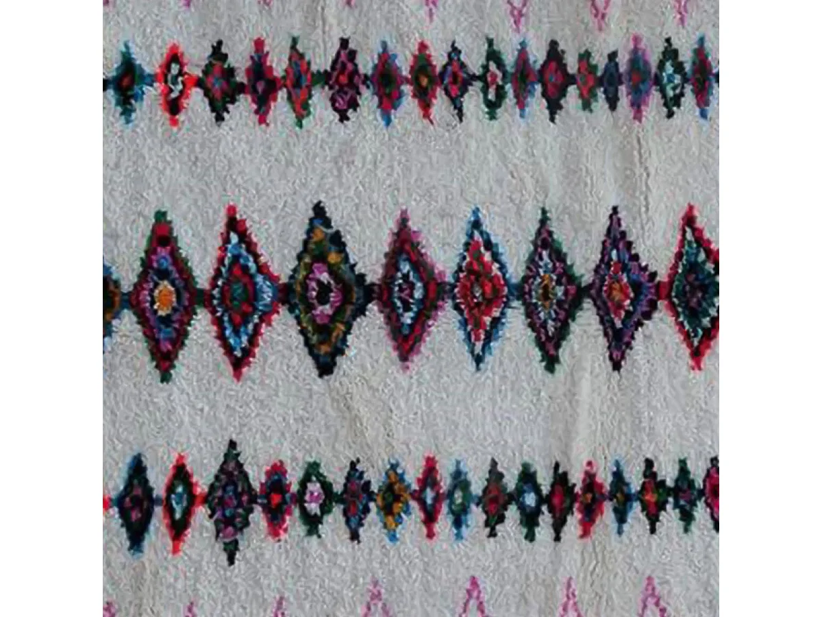 Authentique tapis berbère 155x270 fait main en laine gris et rouge BOUJAD