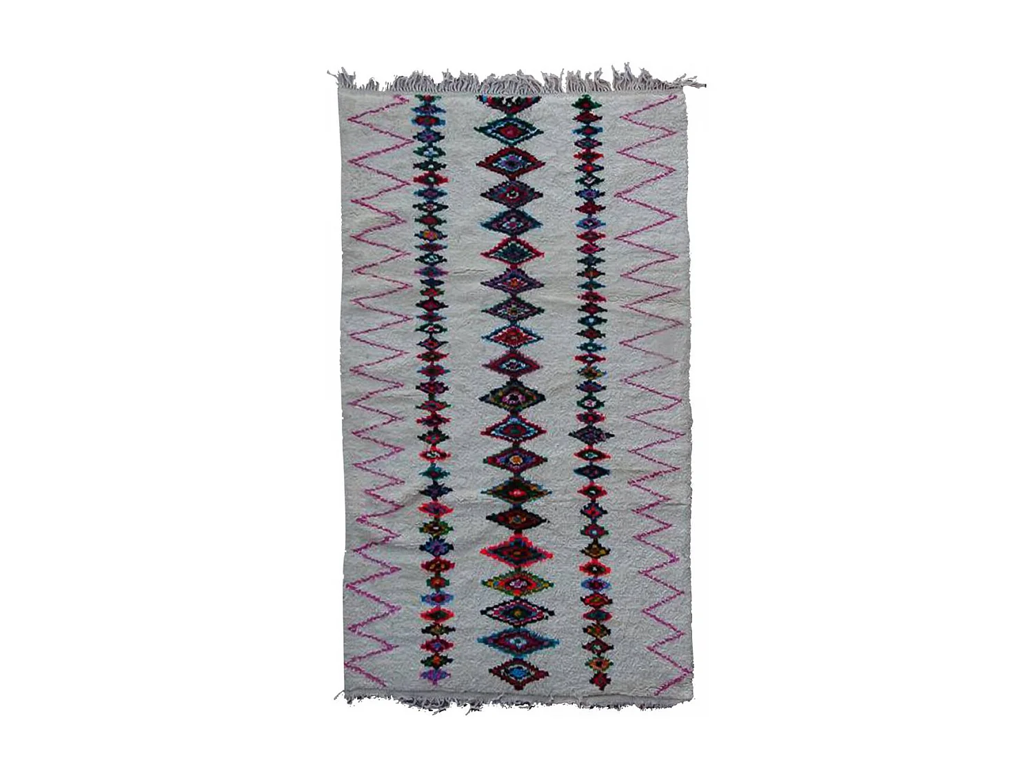 Authentique tapis berbère 155x270 fait main en laine gris et rouge BOUJAD