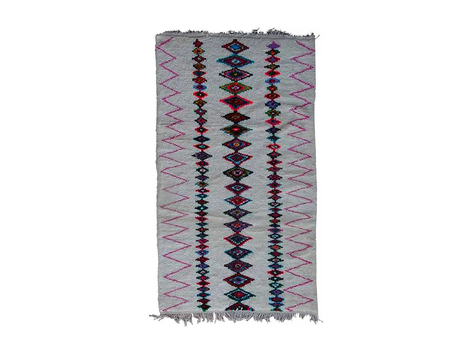 Authentique tapis berbère 155x270 fait main en laine gris et rouge BOUJAD