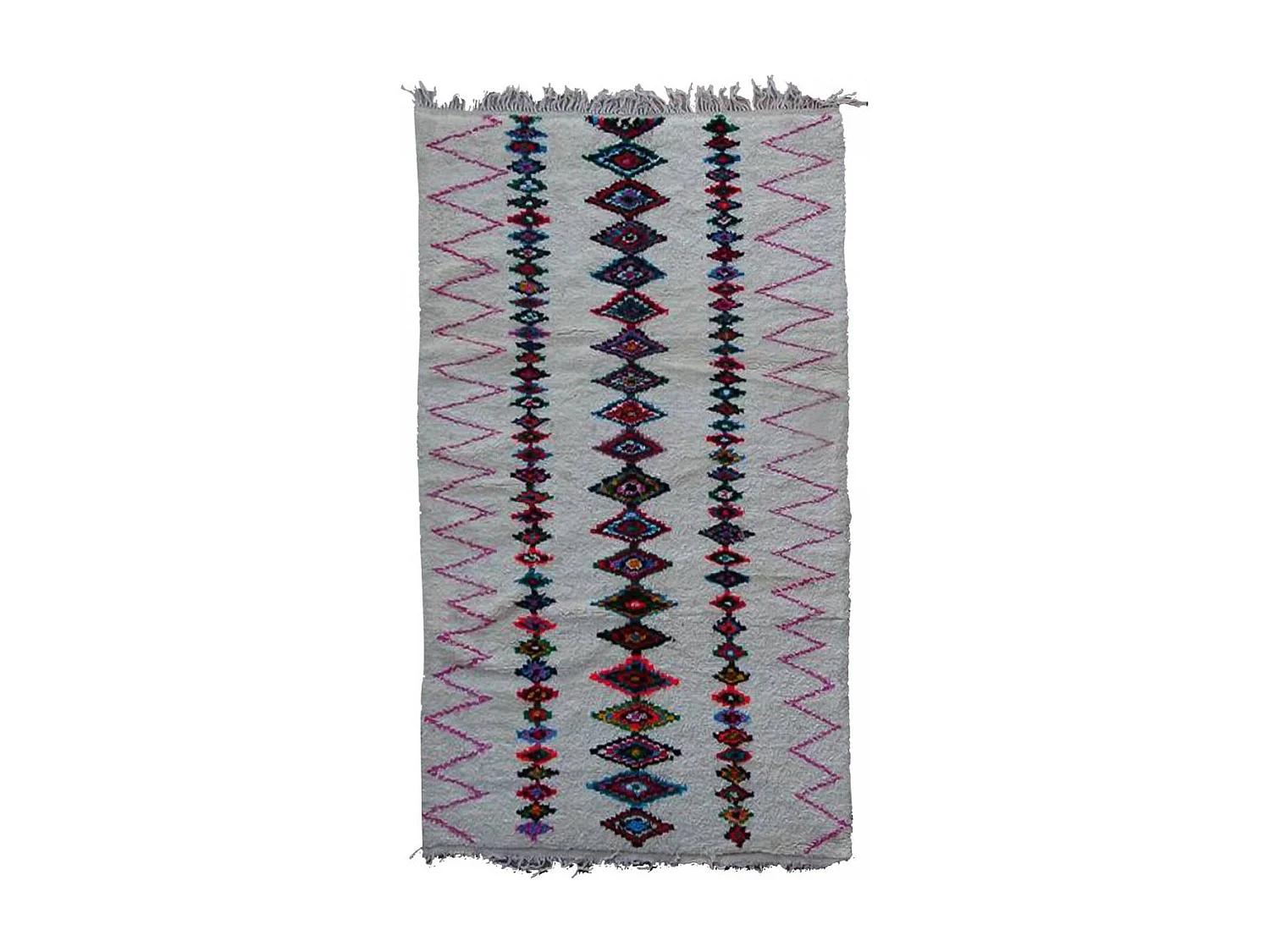 Authentique tapis berbère 155x270 fait main en laine gris et rouge BOUJAD