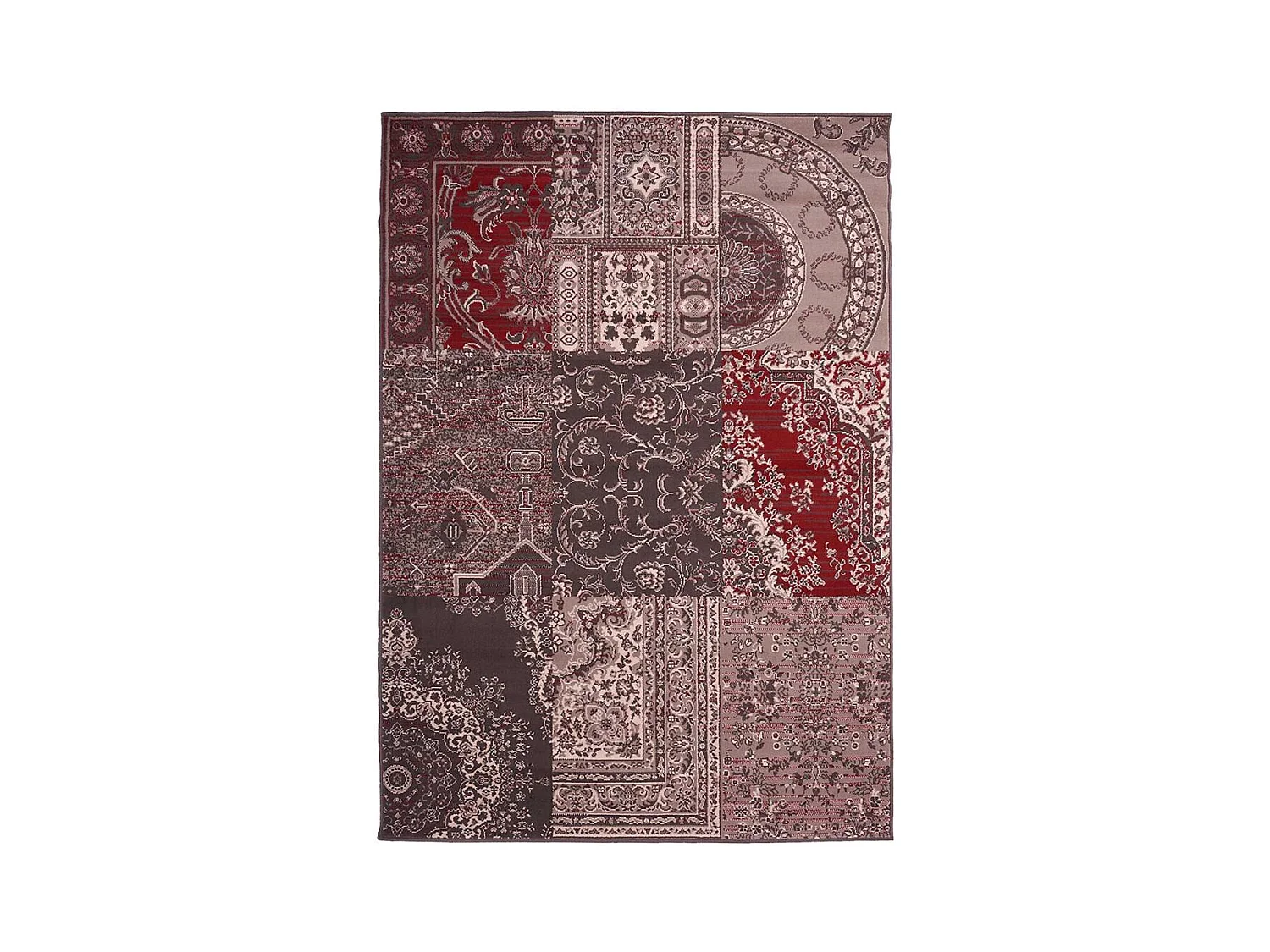 tapis chambre 190x280 tissé gris rectangle motif baroque LYN1 NYBRO