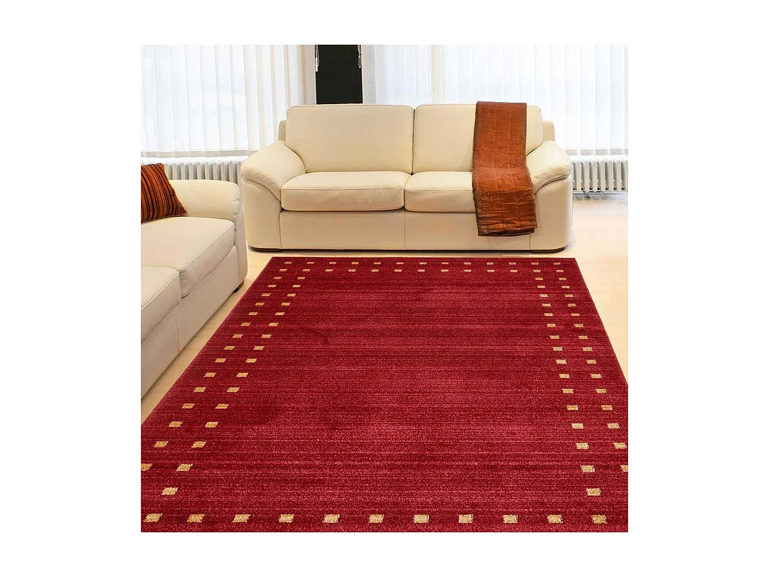 tapis entrée 60x95 tissé rouge rectangle motif simple CHOBAY 4