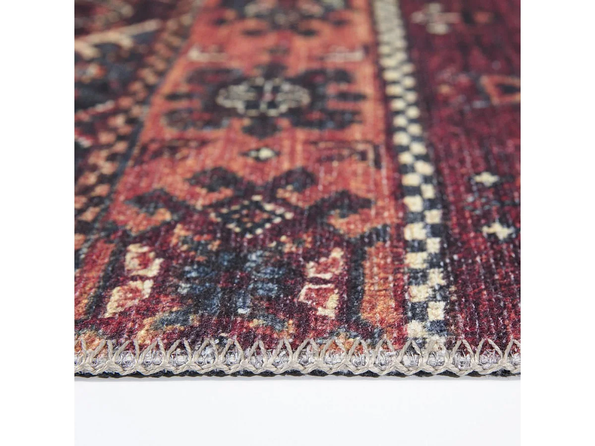 Tapis oriental 115x180 rectangle rouge et orange tissé motif ethnique KHOURJINE1