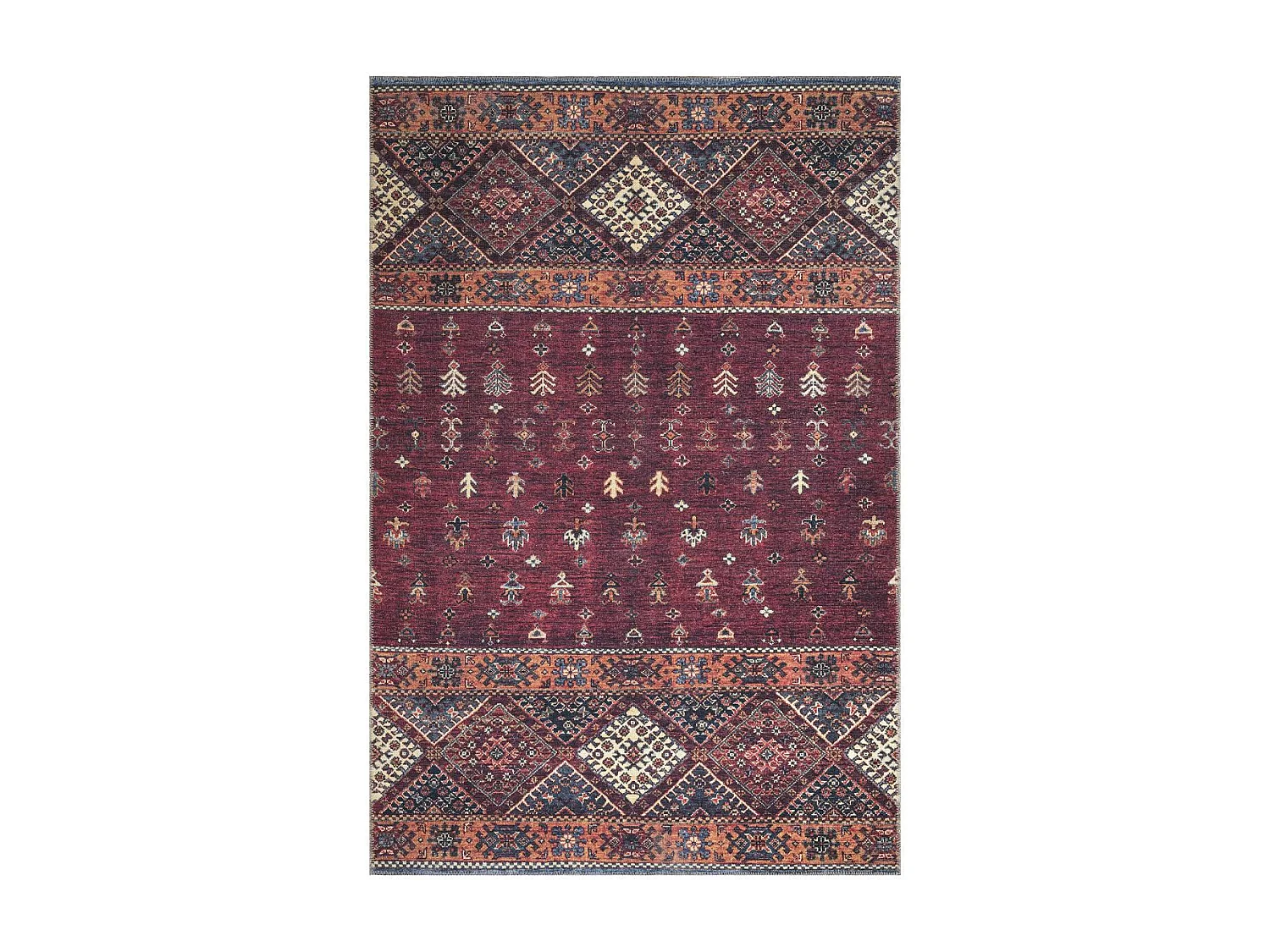 Tapis oriental 115x180 rectangle rouge et orange tissé motif ethnique KHOURJINE1