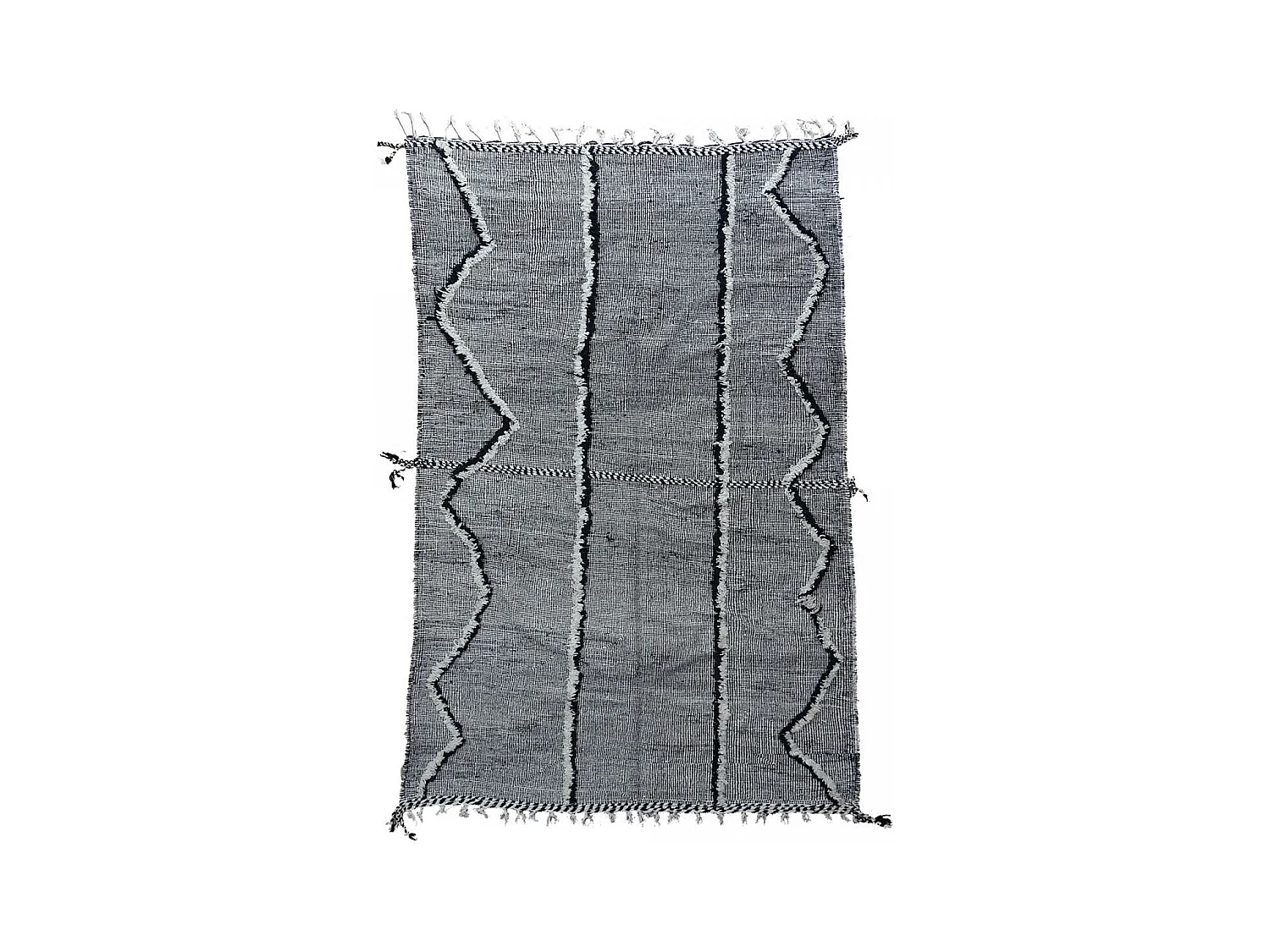 Authentique tapis berbère 205x310 fait main en laine gris et noir AKKA