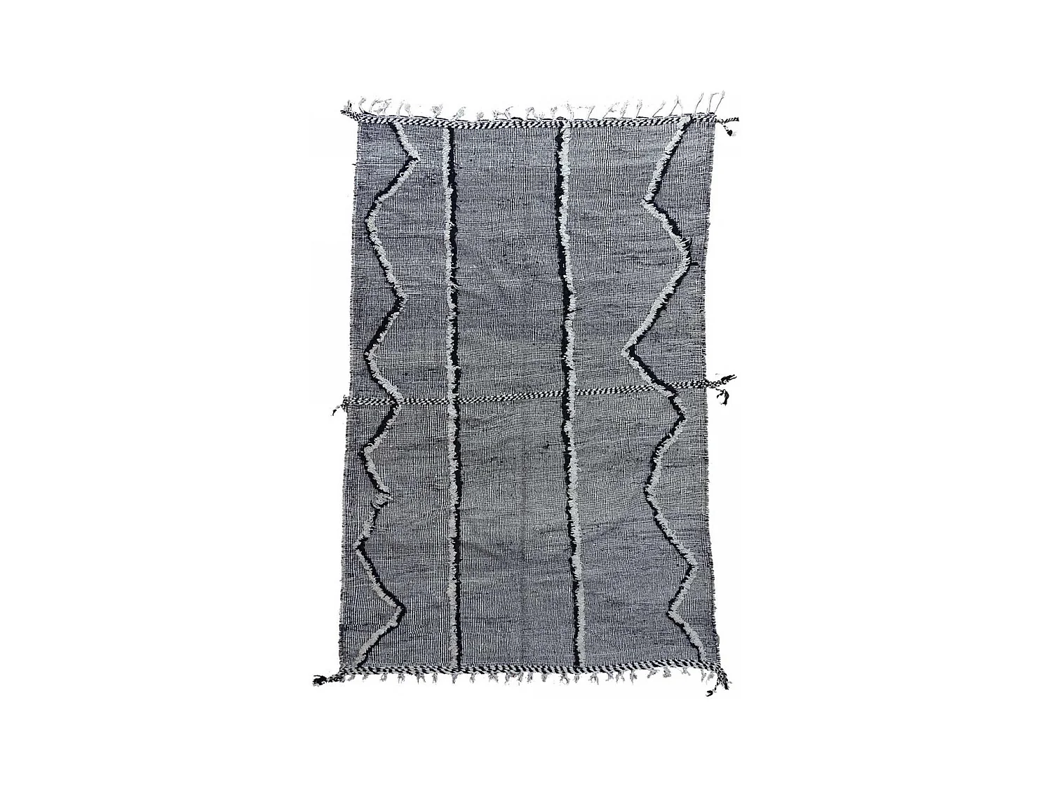 Authentique tapis berbère 205x310 fait main en laine gris et noir AKKA