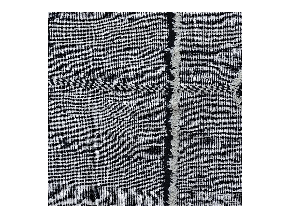 Authentique tapis berbère 205x310 fait main en laine gris et noir AKKA