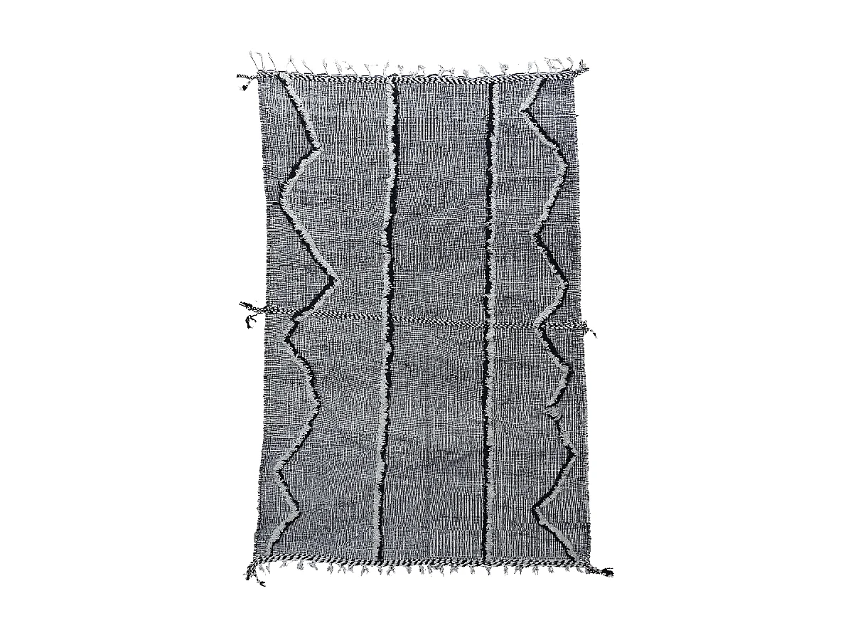 Authentique tapis berbère 205x310 fait main en laine gris et noir AKKA