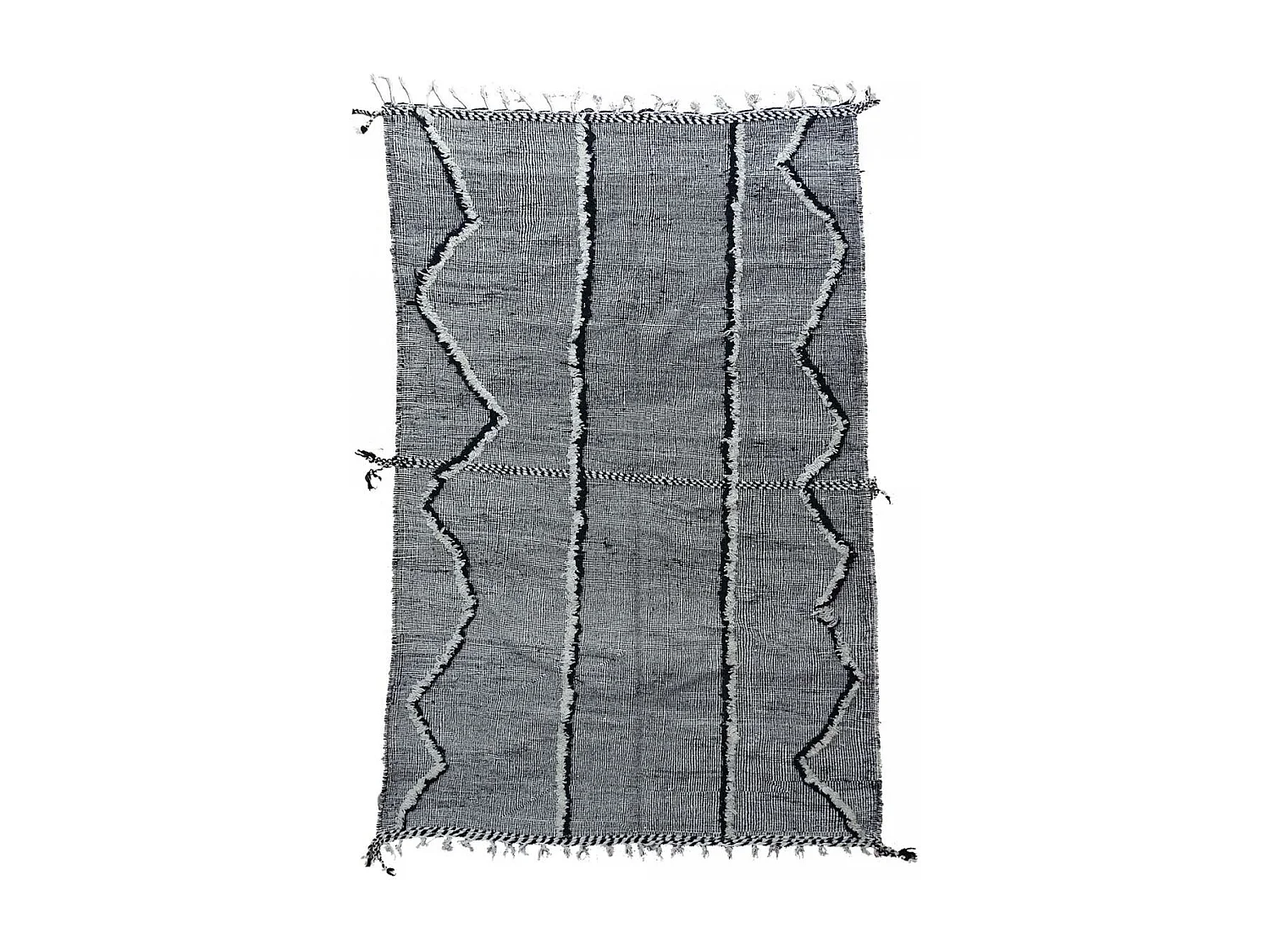 Authentique tapis berbère 205x310 fait main en laine gris et noir AKKA