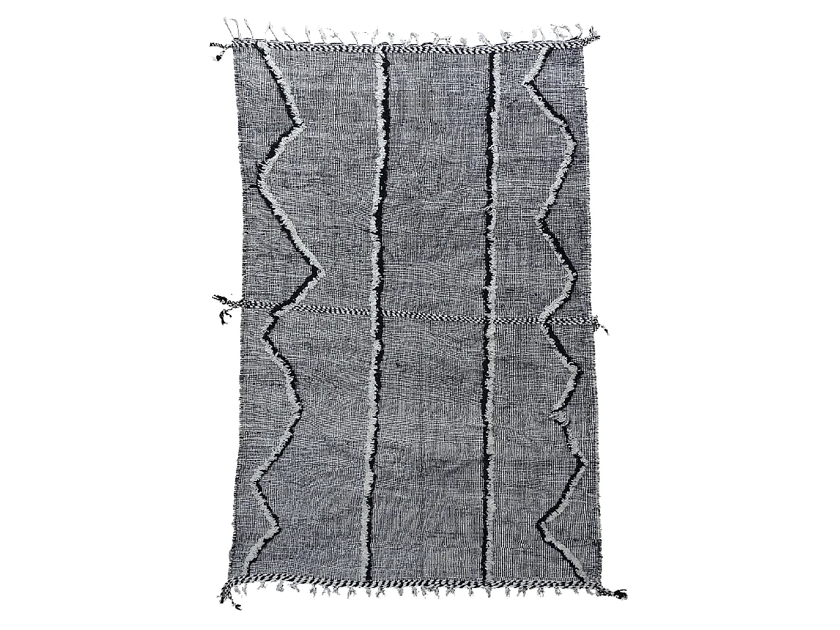 Authentique tapis berbère 205x310 fait main en laine gris et noir AKKA