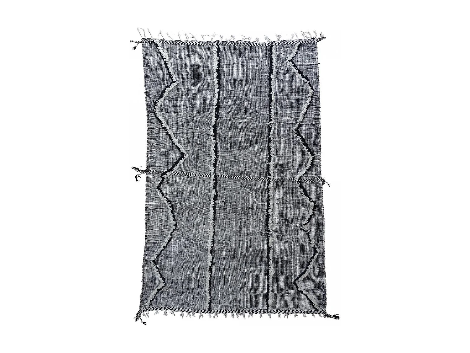 Authentique tapis berbère 205x310 fait main en laine gris et noir AKKA