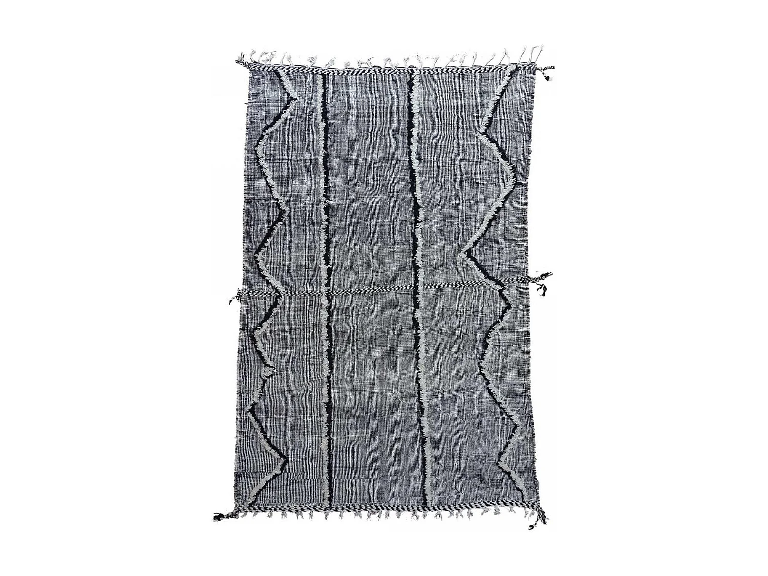 Authentique tapis berbère 205x310 fait main en laine gris et noir AKKA