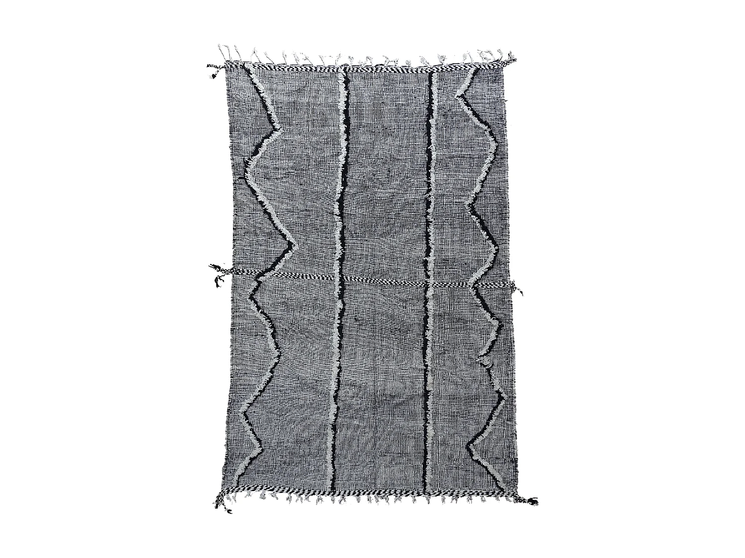 Authentique tapis berbère 205x310 fait main en laine gris et noir AKKA