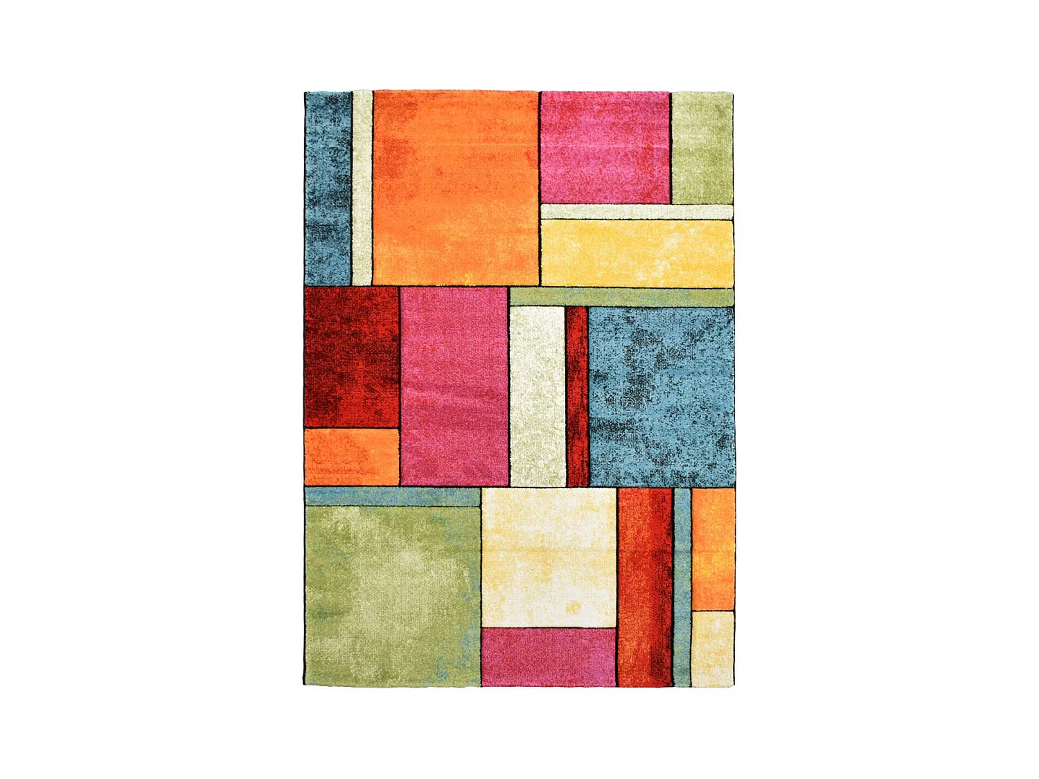 tapis salon 140x140 tissé multicolore carré motif géométrique LYN8 GEOME