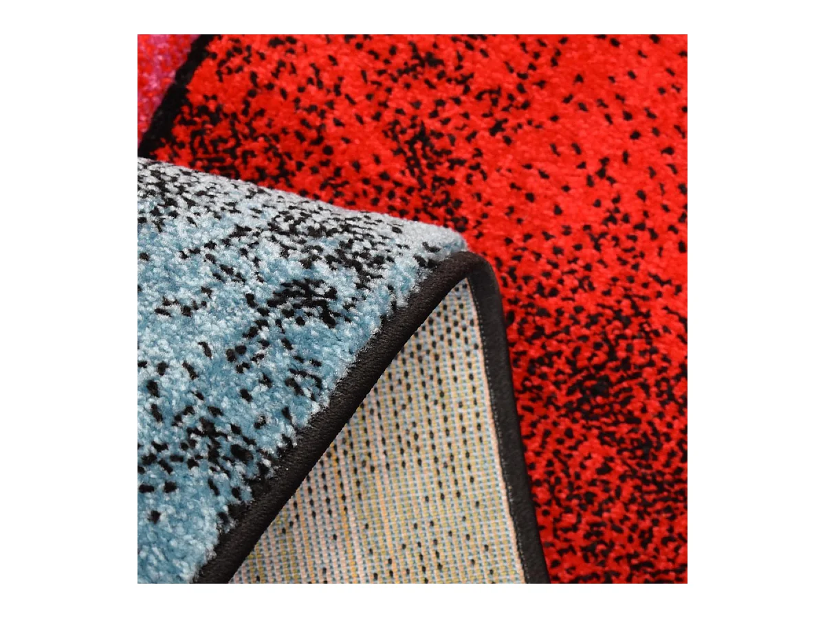 tapis salon 140x140 tissé multicolore carré motif géométrique LYN8 GEOME