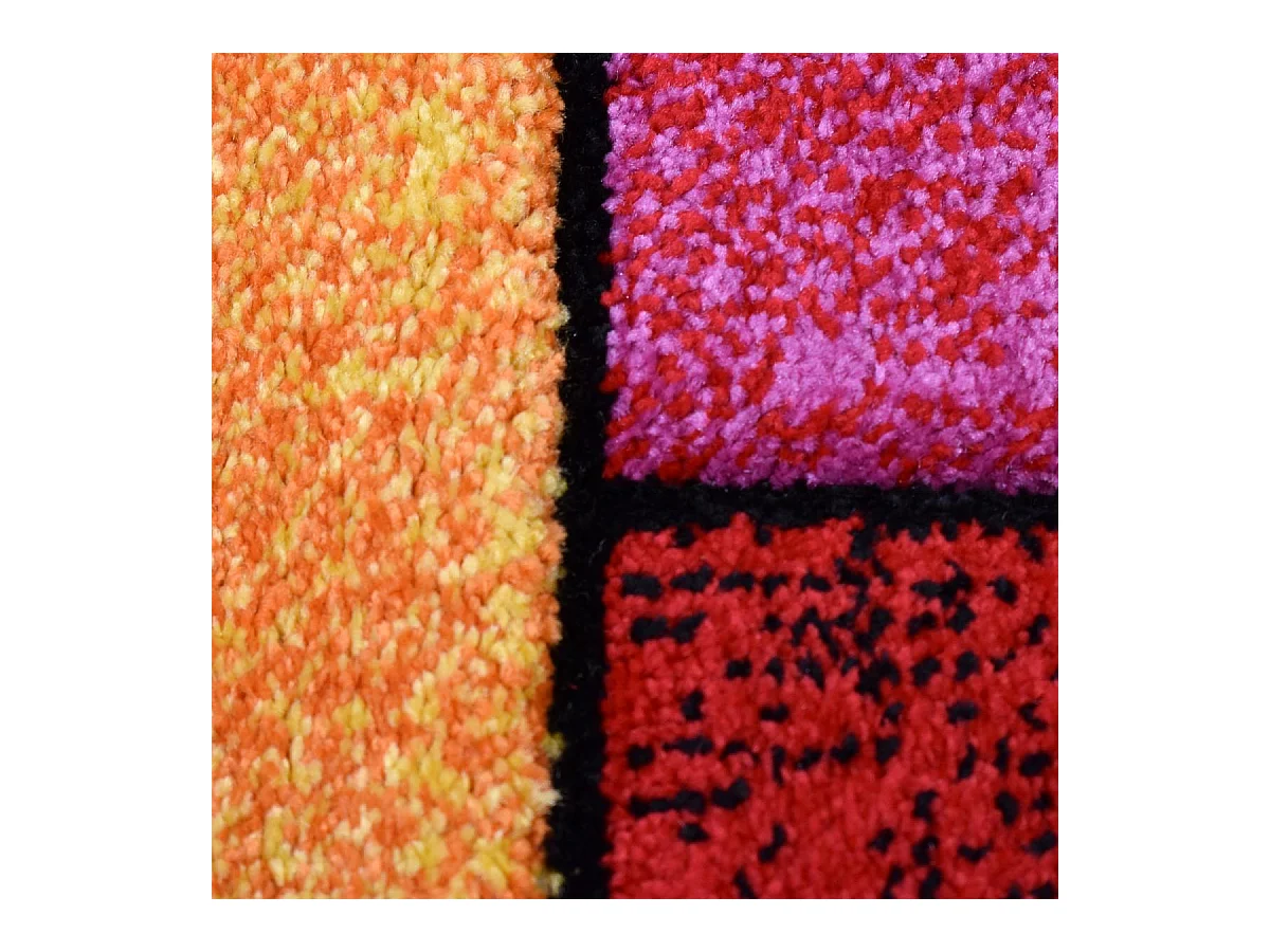 tapis salon 140x140 tissé multicolore carré motif géométrique LYN8 GEOME