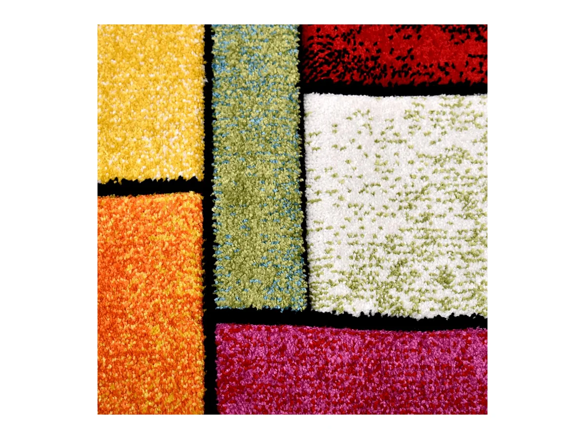 tapis salon 140x140 tissé multicolore carré motif géométrique LYN8 GEOME