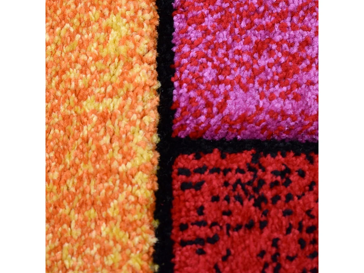 tapis salon 140x140 tissé multicolore carré motif géométrique LYN8 GEOME