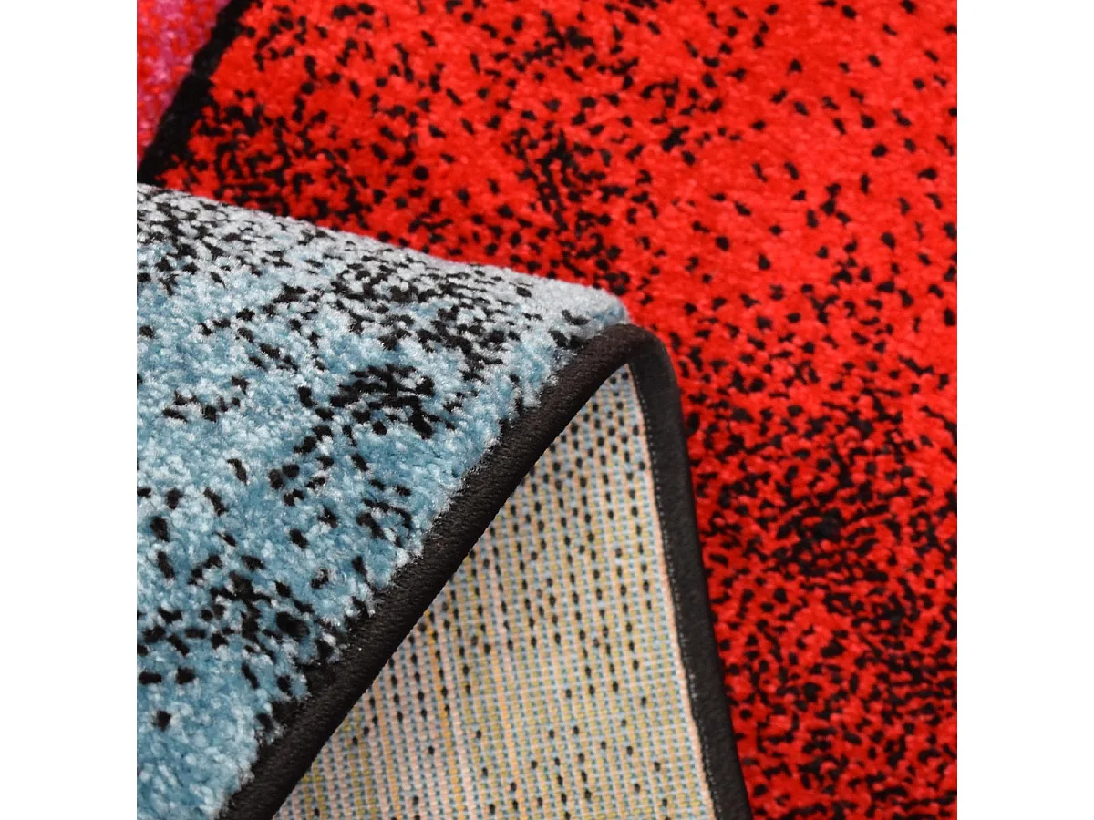 tapis salon 140x140 tissé multicolore carré motif géométrique LYN8 GEOME