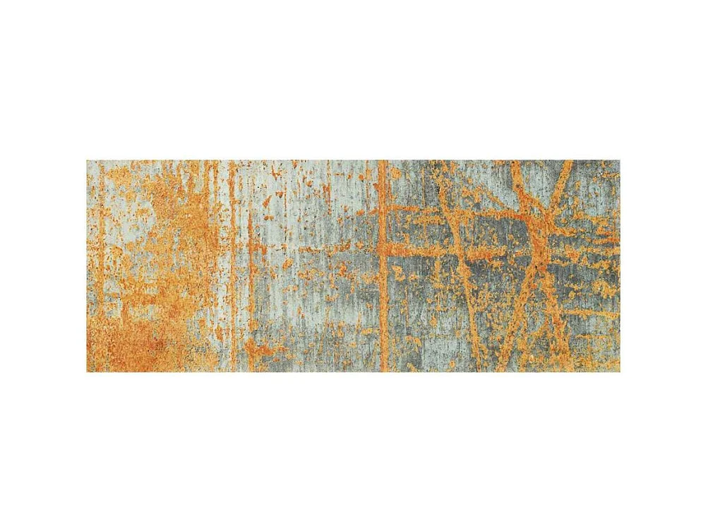 tapis entrée 110x175 tissé orange rectangle motif abstrait RUSTIC