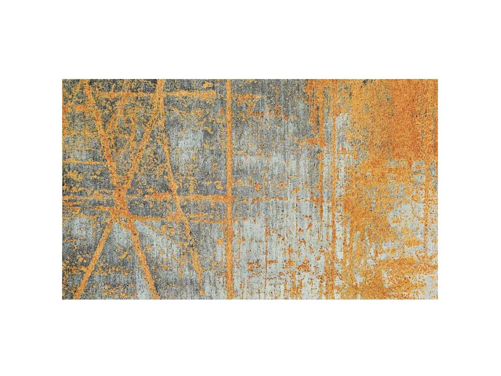 tapis entrée 110x175 tissé orange rectangle motif abstrait RUSTIC