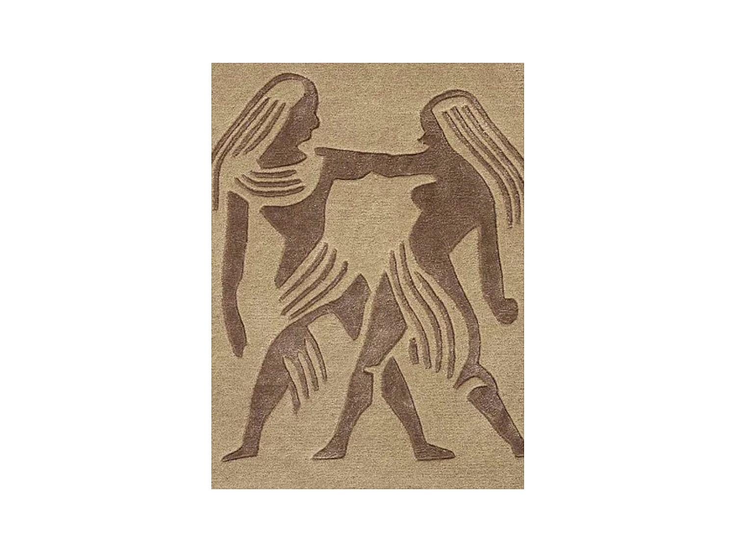 tapis entrée 70x130 fait main en laine beige rectangle motif géométrique GEMINI