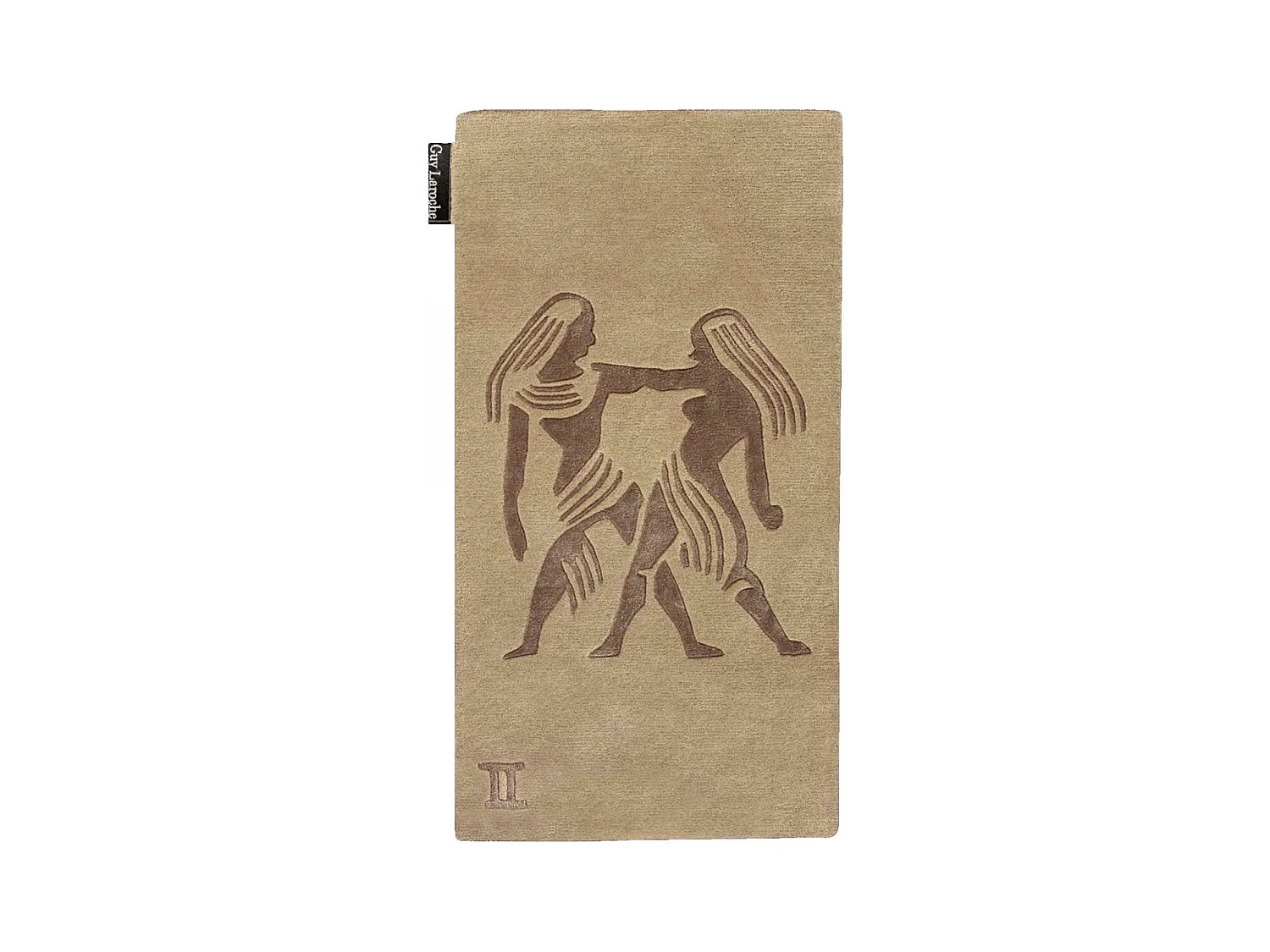 tapis entrée 70x130 fait main en laine beige rectangle motif géométrique GEMINI