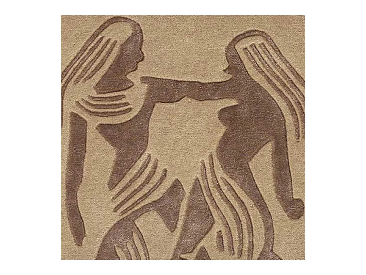 tapis entrée 70x130 fait main en laine beige rectangle motif géométrique GEMINI