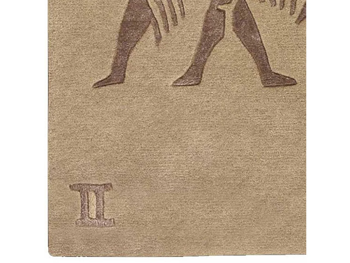 tapis entrée 70x130 fait main en laine beige rectangle motif géométrique GEMINI