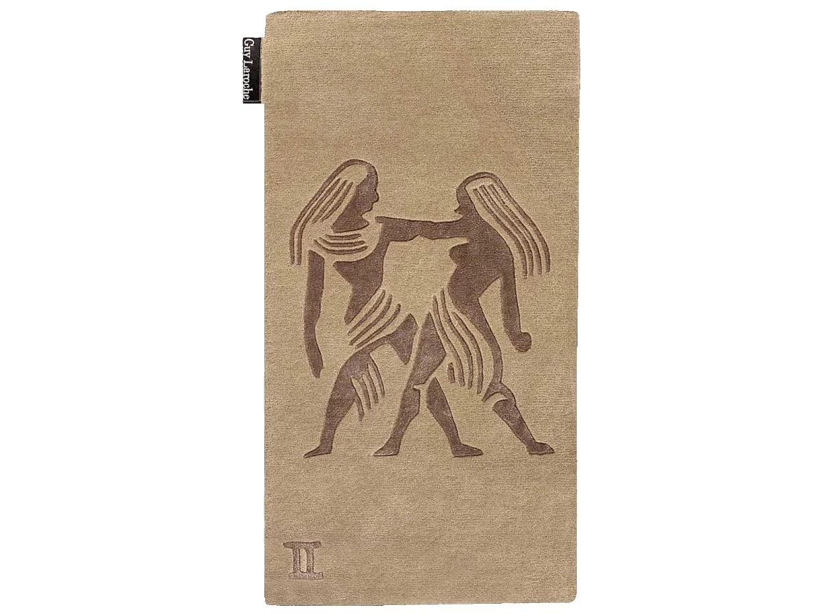 tapis entrée 70x130 fait main en laine beige rectangle motif géométrique GEMINI