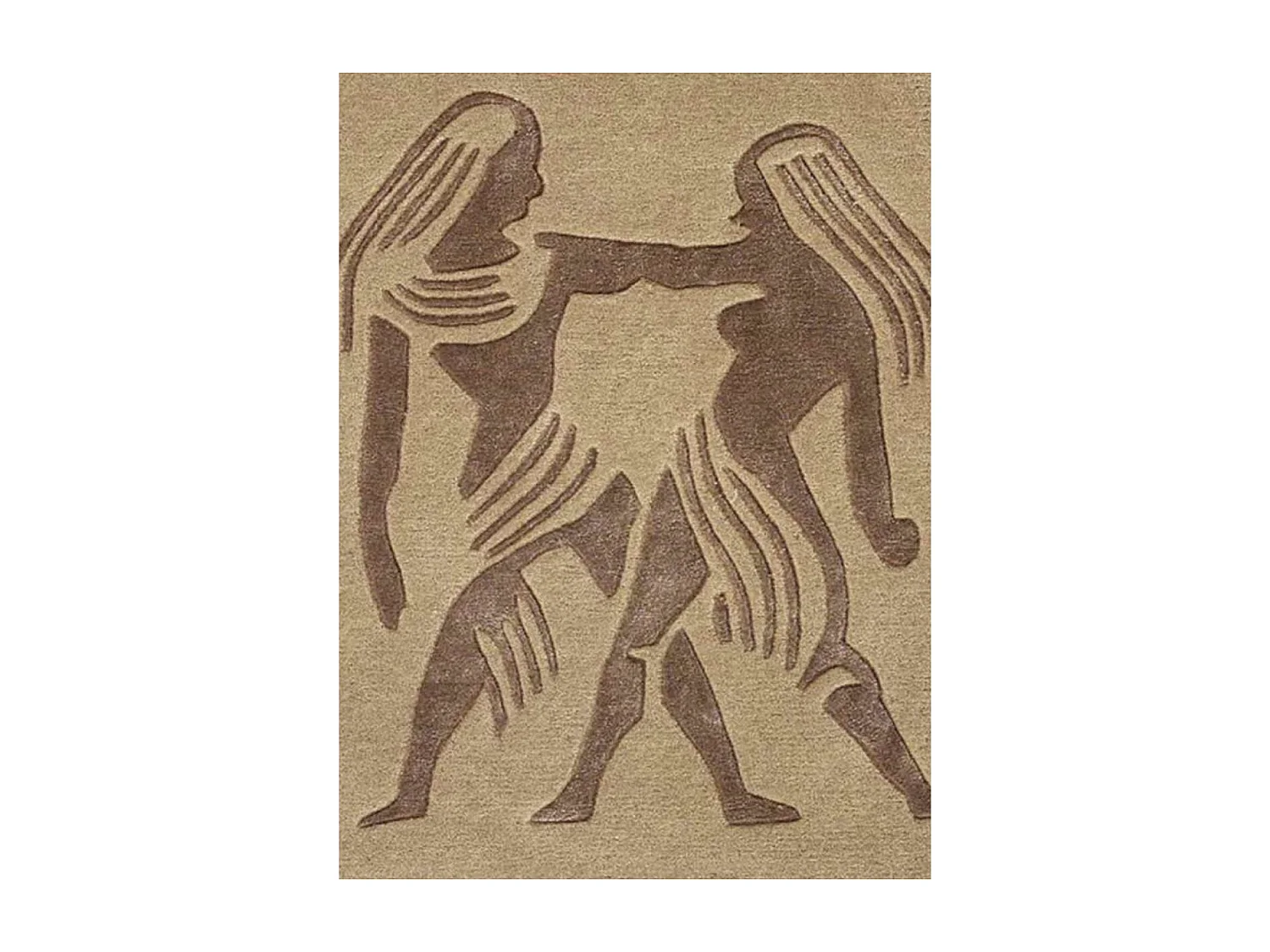 tapis entrée 70x130 fait main en laine beige rectangle motif géométrique GEMINI