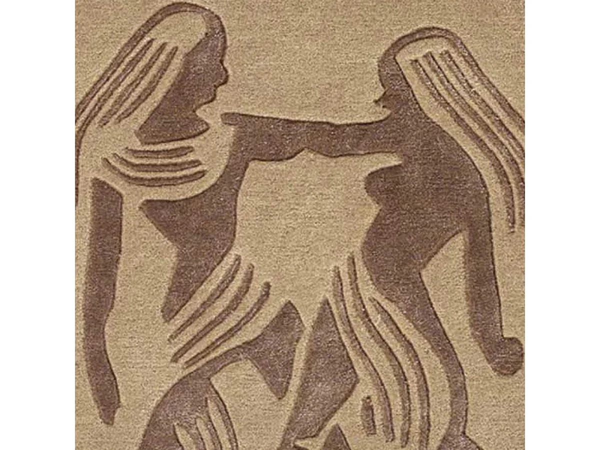 tapis entrée 70x130 fait main en laine beige rectangle motif géométrique GEMINI