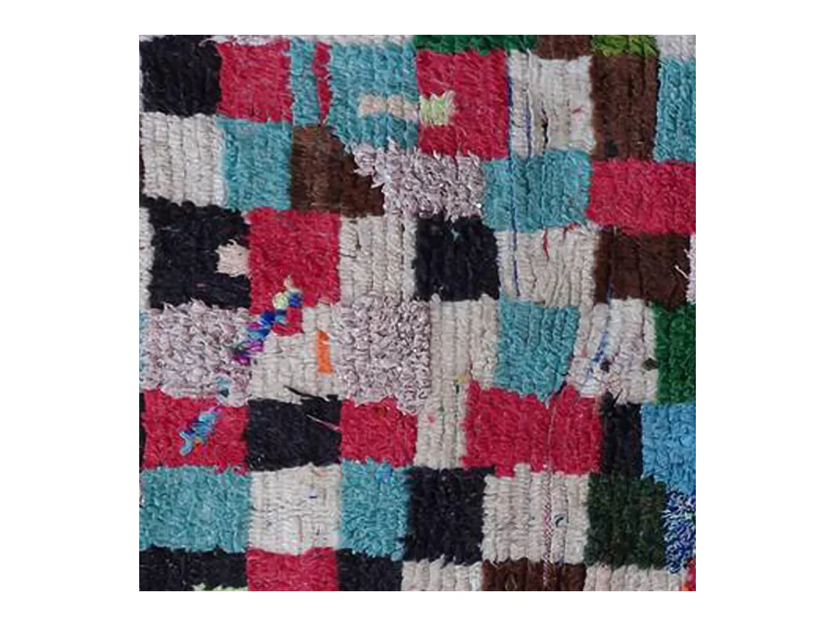 Authentique tapis berbère 90x150 fait main en laine bleu et noir ZEMERI