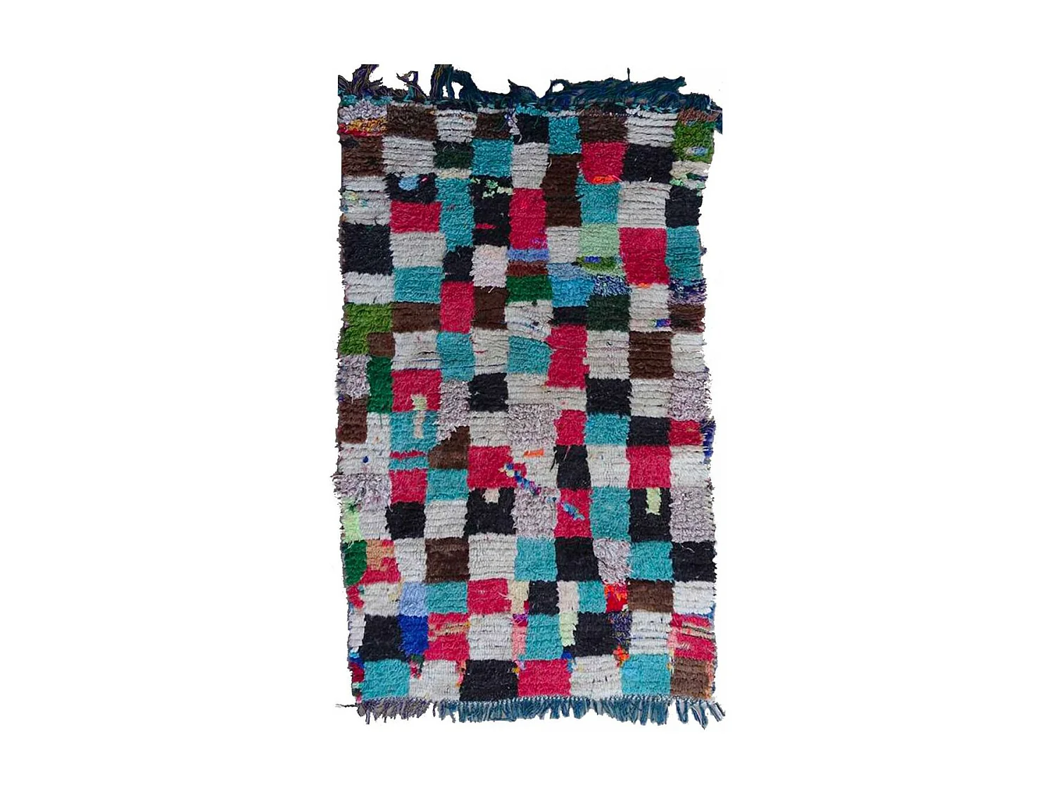 Authentique tapis berbère 90x150 fait main en laine bleu et noir ZEMERI