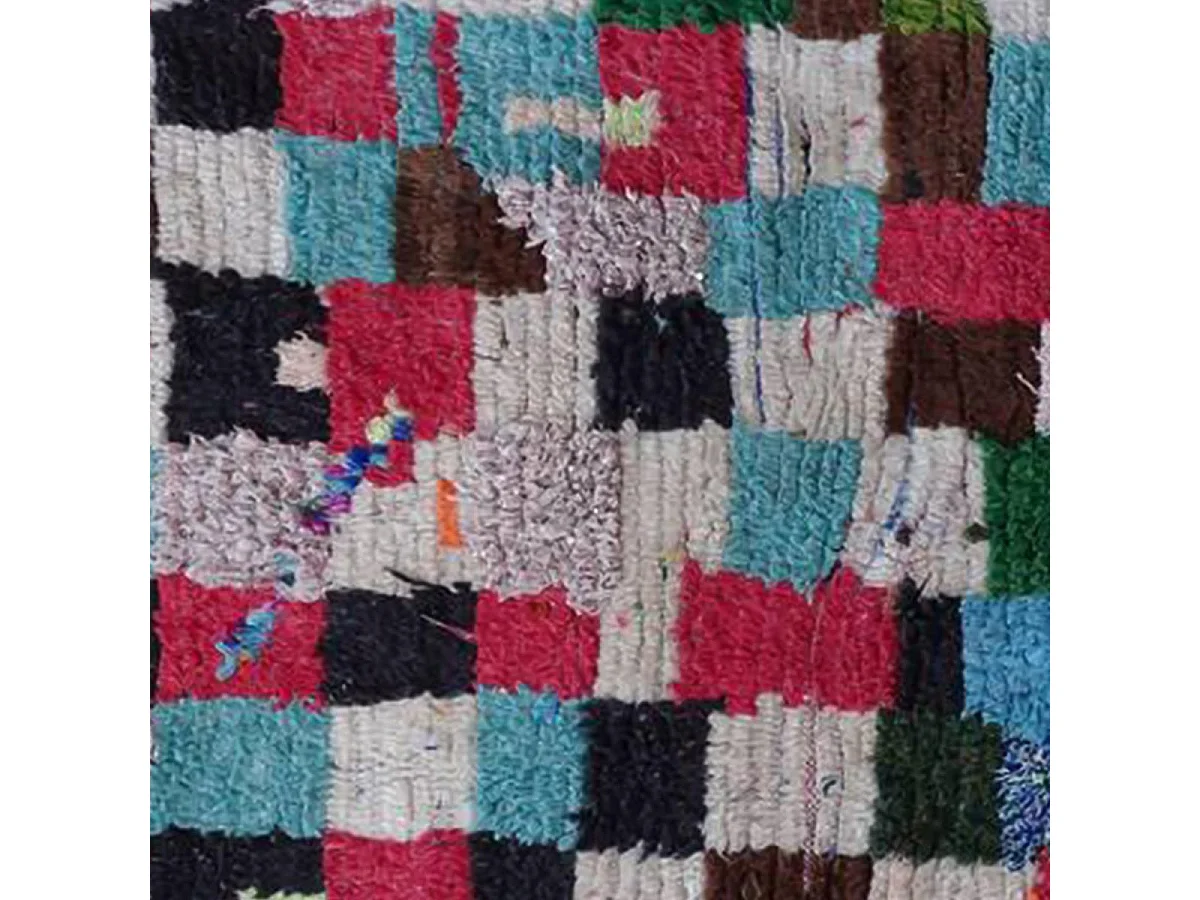 Authentique tapis berbère 90x150 fait main en laine bleu et noir ZEMERI