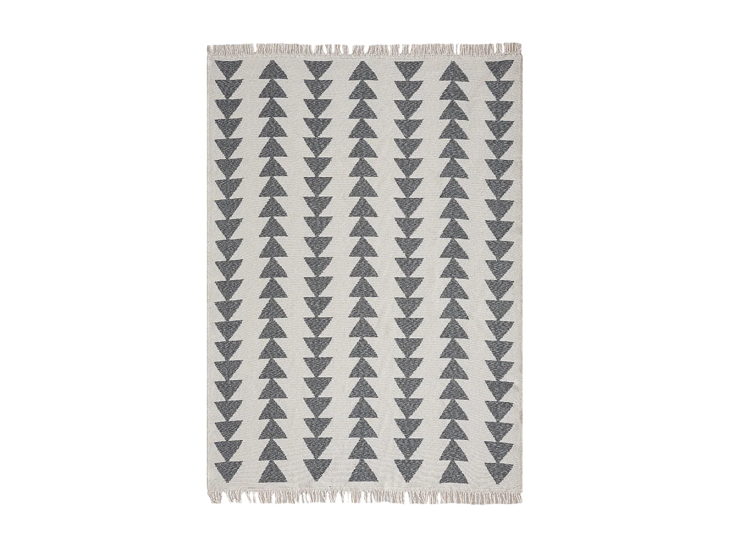 Tapis kilim reversible 120x160 en coton motif scandinave BE crème et gris