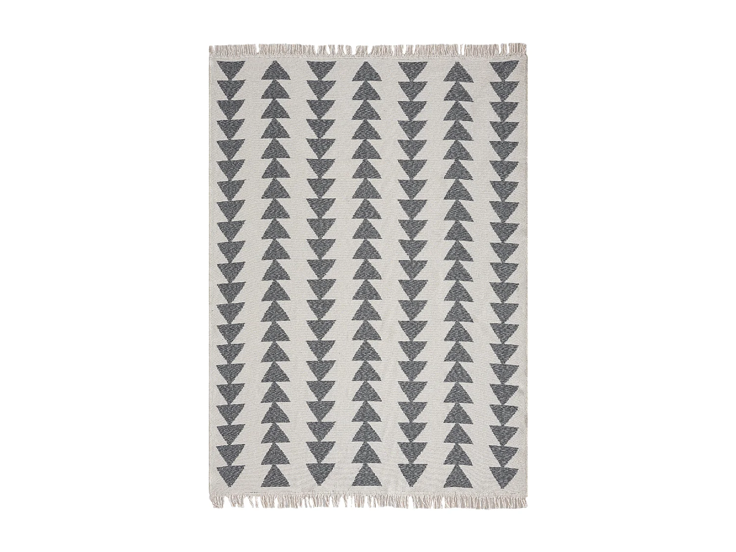 Tapis kilim reversible 120x160 en coton motif scandinave BE crème et gris