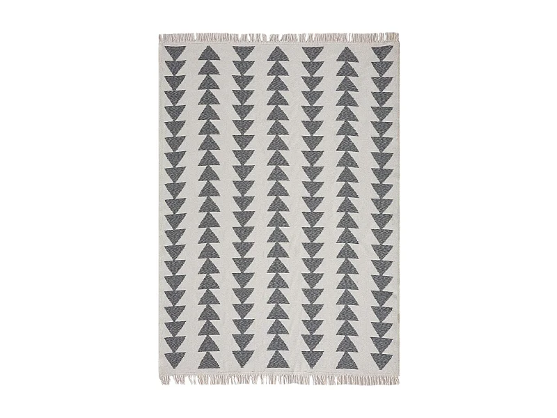 Tapis kilim reversible 120x160 en coton motif scandinave BE crème et gris