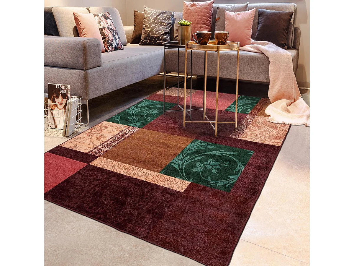 tapis chambre 57x110 tissé rose rectangle ISPARTA PATCHWORK