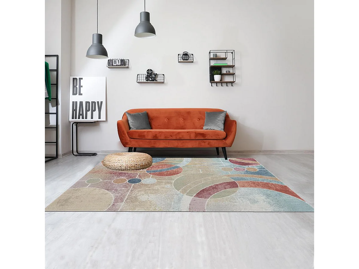 Tapis extérieur 160x220 tissé kilim vert et bleu SOYEUX A