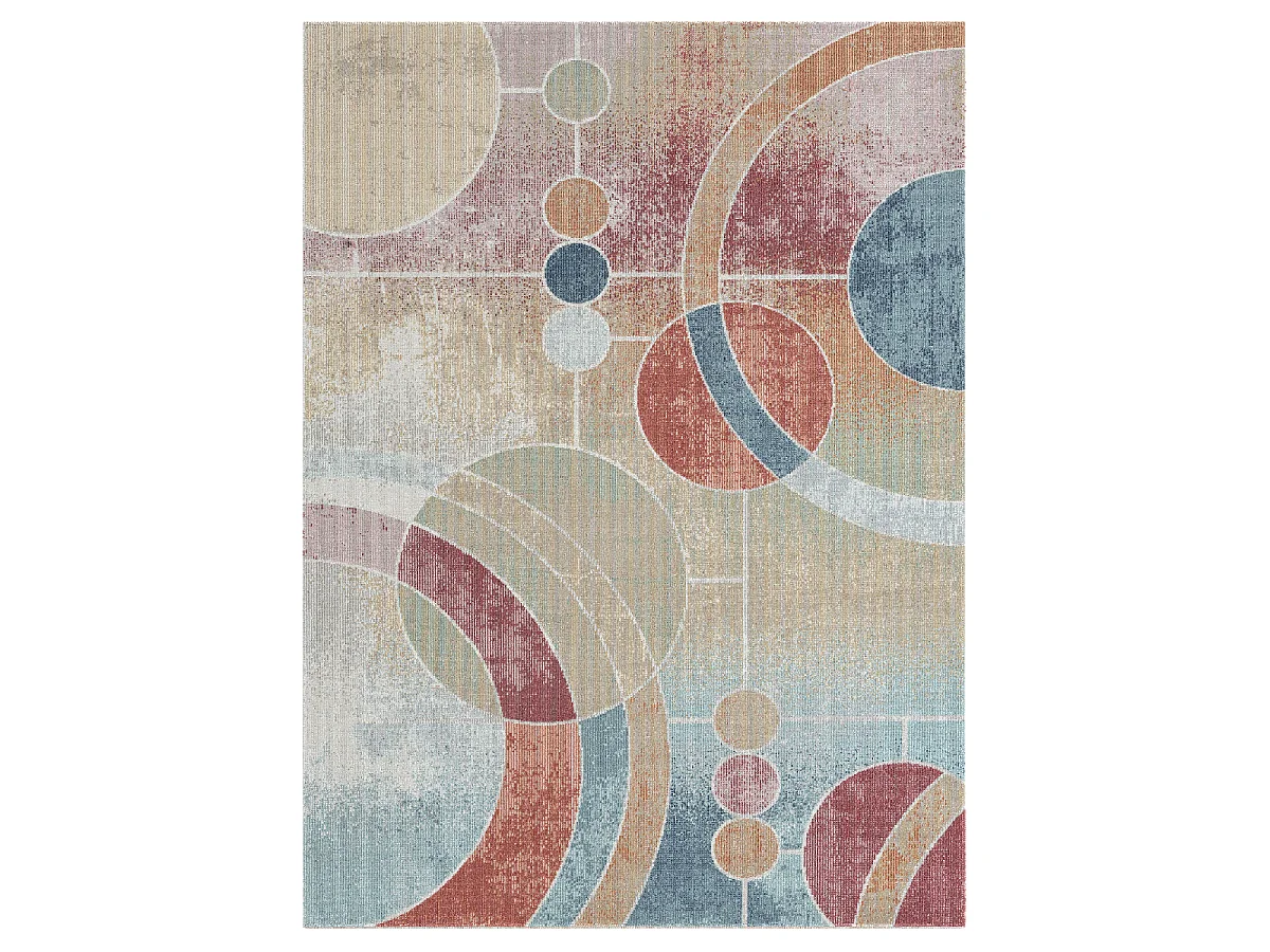 Tapis extérieur 160x220 tissé kilim vert et bleu SOYEUX A