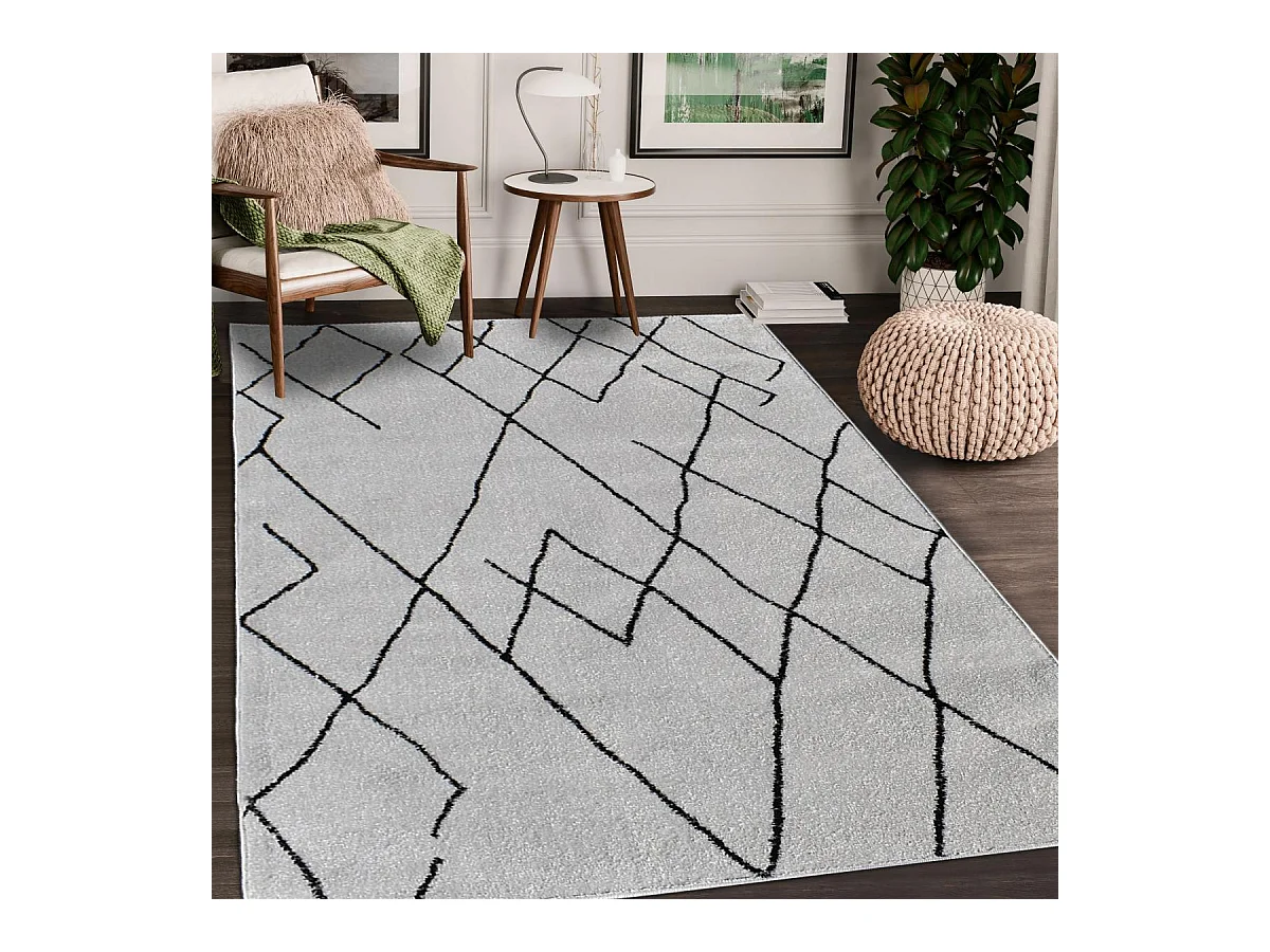 Tapis berbère 240x320 tissé motifs tribaux NALADON crème