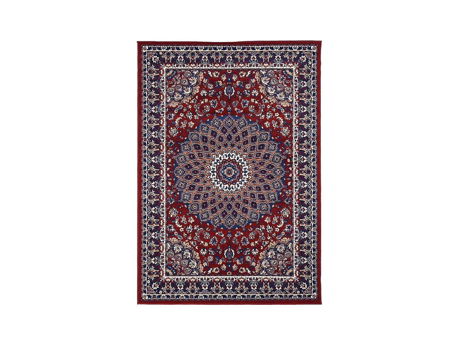 Tapis oriental 190x280 rectangle crème et rouge tissé motif ethnique LYN1 ROSOR