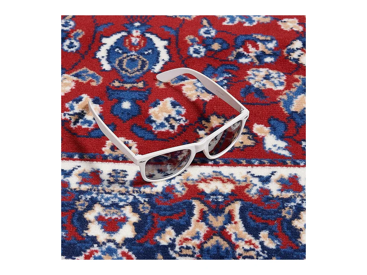 Tapis oriental 190x280 rectangle crème et rouge tissé motif ethnique LYN1 ROSOR