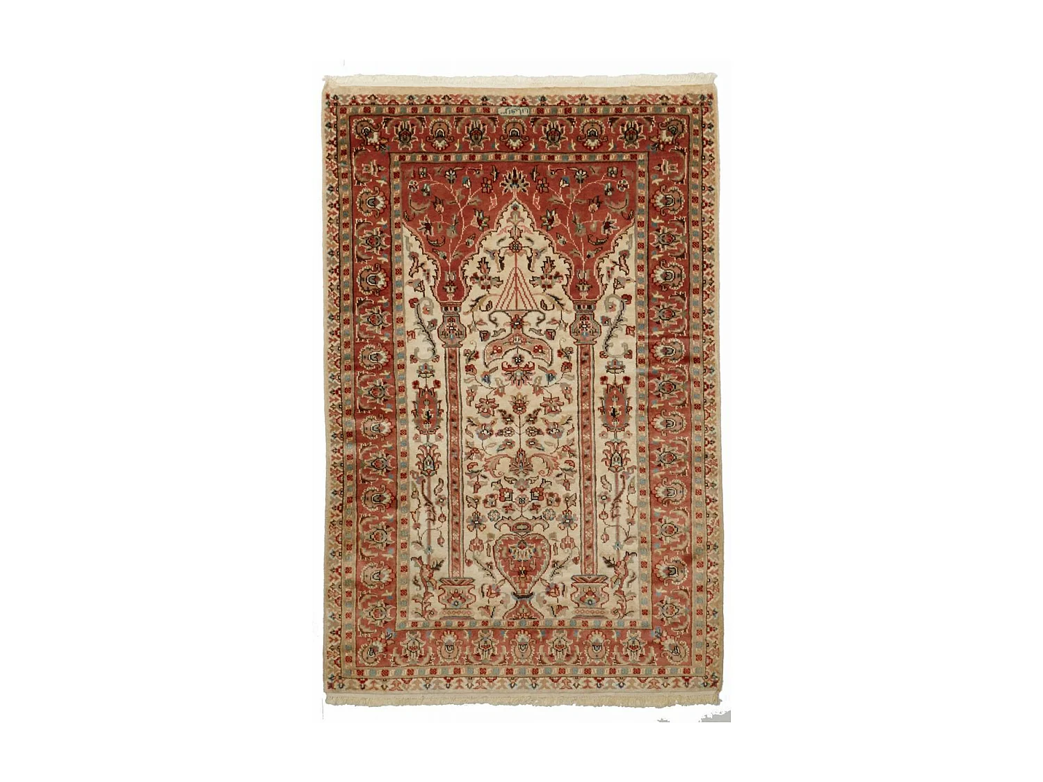 Authentique tapis d'Orient 115x185 fait main en soie beige JIHANGIR 42