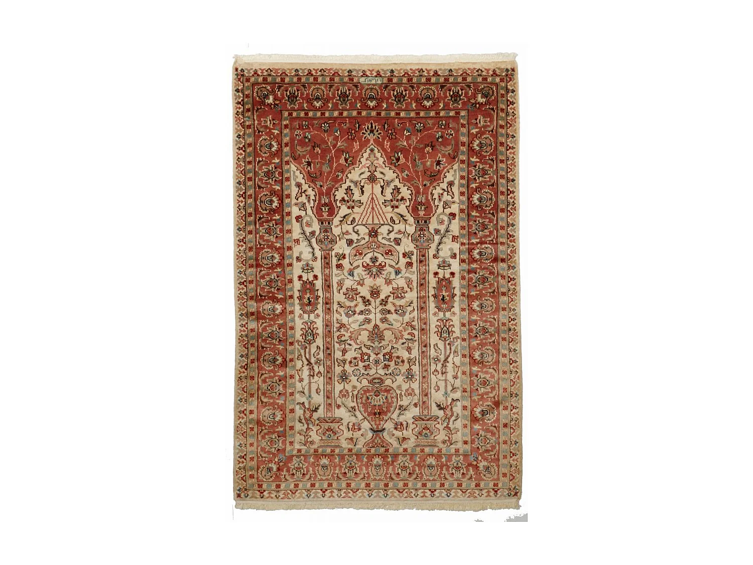 Authentique tapis d'Orient 115x185 fait main en soie beige JIHANGIR 42