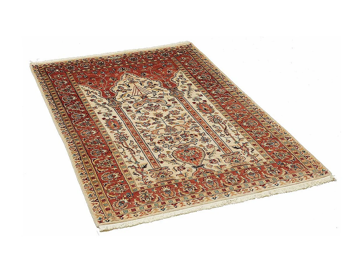 Authentique tapis d'Orient 115x185 fait main en soie beige JIHANGIR 42