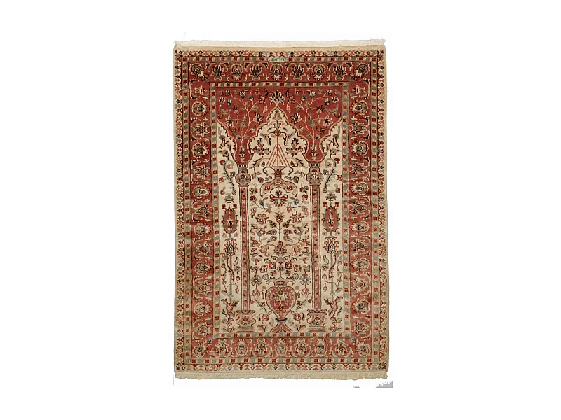 Authentique tapis d'Orient 115x185 fait main en soie beige JIHANGIR 42