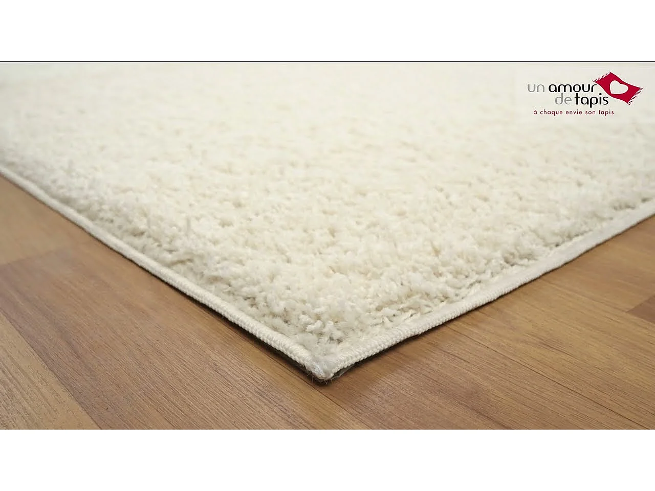 Tapis shaggy 160x220 rectangle tissé crème motif uni LYN4 UNILA