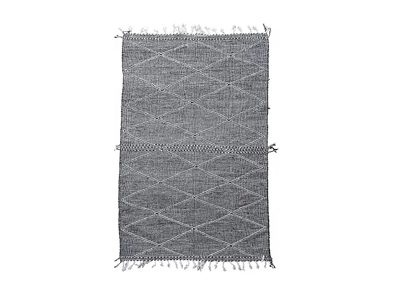 Authentique tapis berbère 165x255 fait à la main en laine gris et blanc ZANAFI
